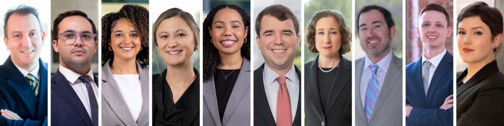 Professional headshots of ten Hedrick Gardner attorneys.