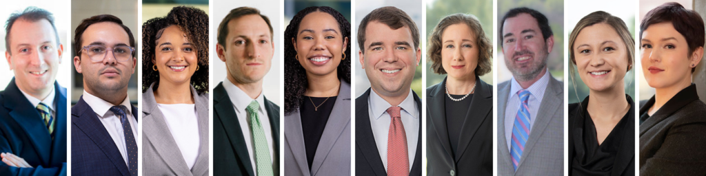 Professional headshots of ten Hedrick Gardner attorneys.